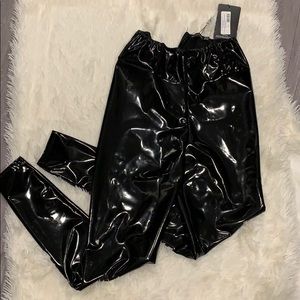 NWT High Waisted Vinyl Black Pants